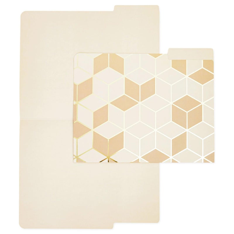 Paper Junkie 12-Pack Cute Geometric Gold Foil Decorative & Colored File Folders, Letter Size (9.5x11.5 in) - 1/3-Cut Tab File Folders for Office Supplies - Aesthetic Office Supplies - Image 3